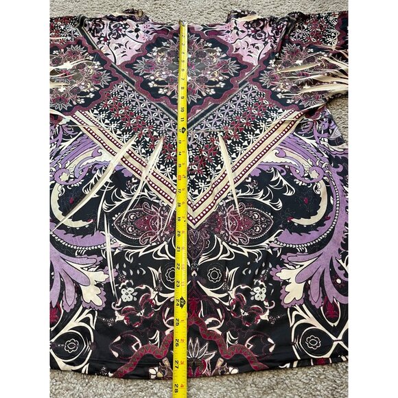 Cato Womens Floral Geometric Tunic Top Sz 18/20W Beaded Accent Boho Hippie Soft - Picture 5 of 8
